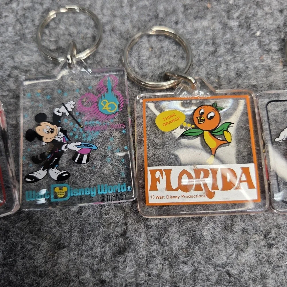 5‎ Vintage RARE Walt Disney World Florida Orange Bird Mickey Keychain Souvenir